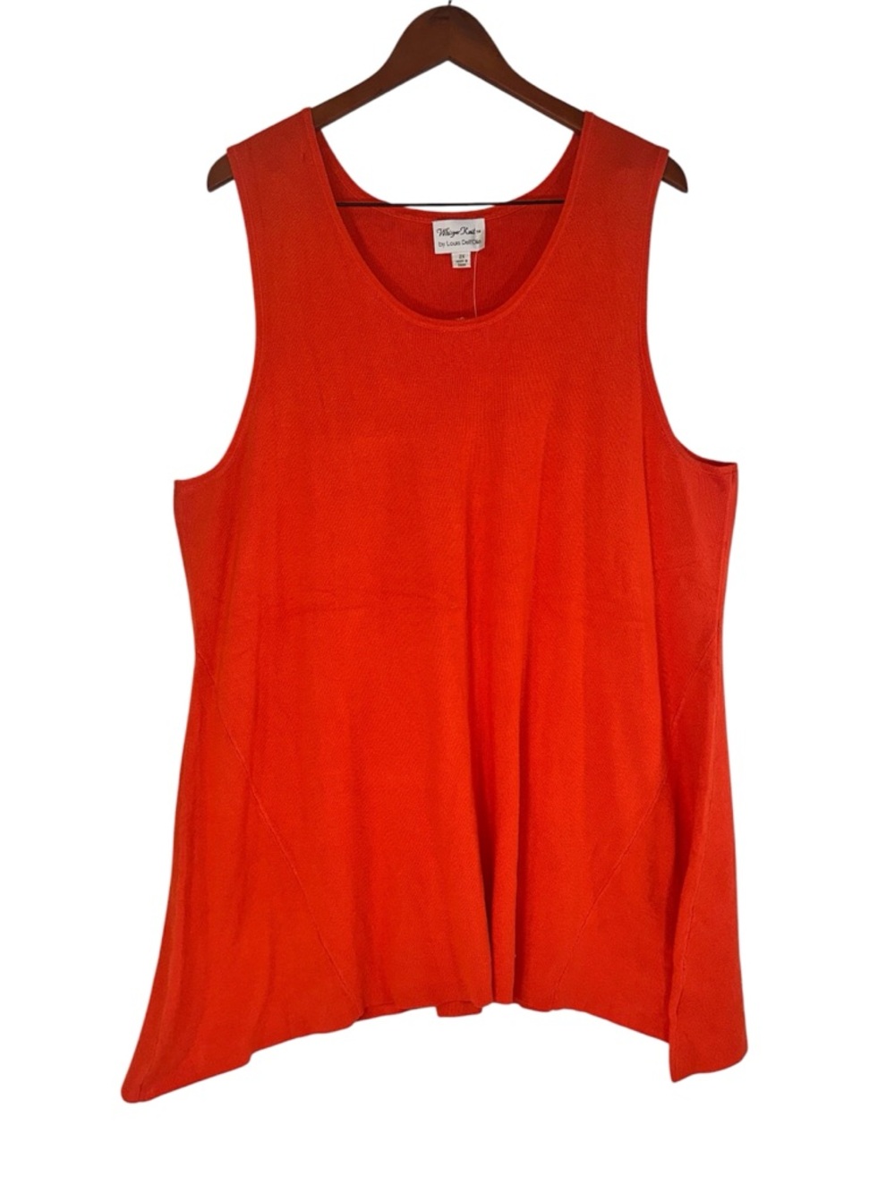 Whisper Knit by Louis Dell'Olio Tank Top Size 2X Orange Swing Tunic Sleeveless